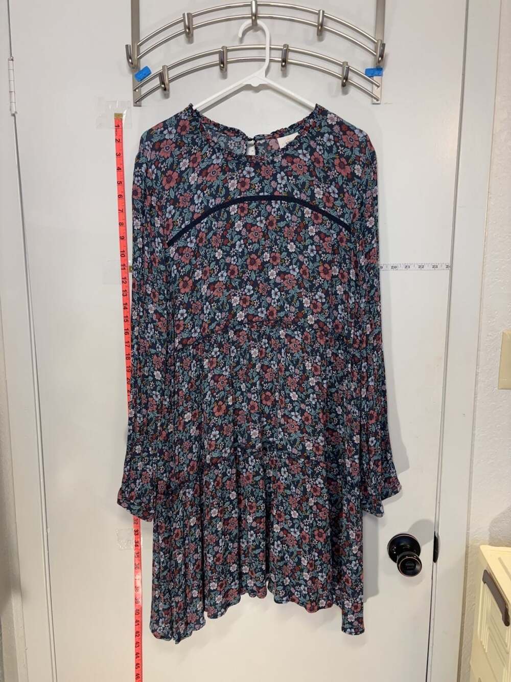 P1: Knox Rose Floral Print Tiered Long Sleeve Dress XL